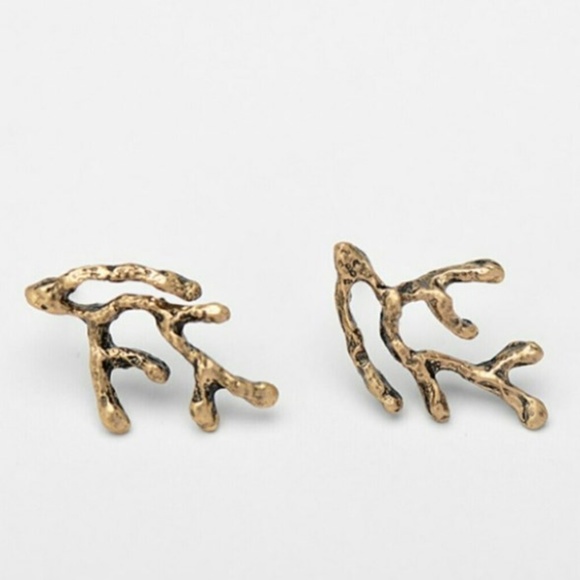 Jewelry - NWT Gold Plate Coral Branch Studs
